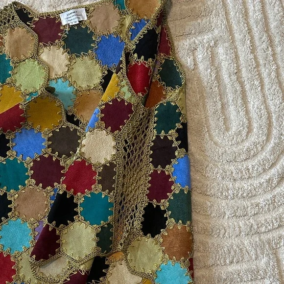 Vintage Multicolor Patchwork Crochet Vest - Picture 6 of 10